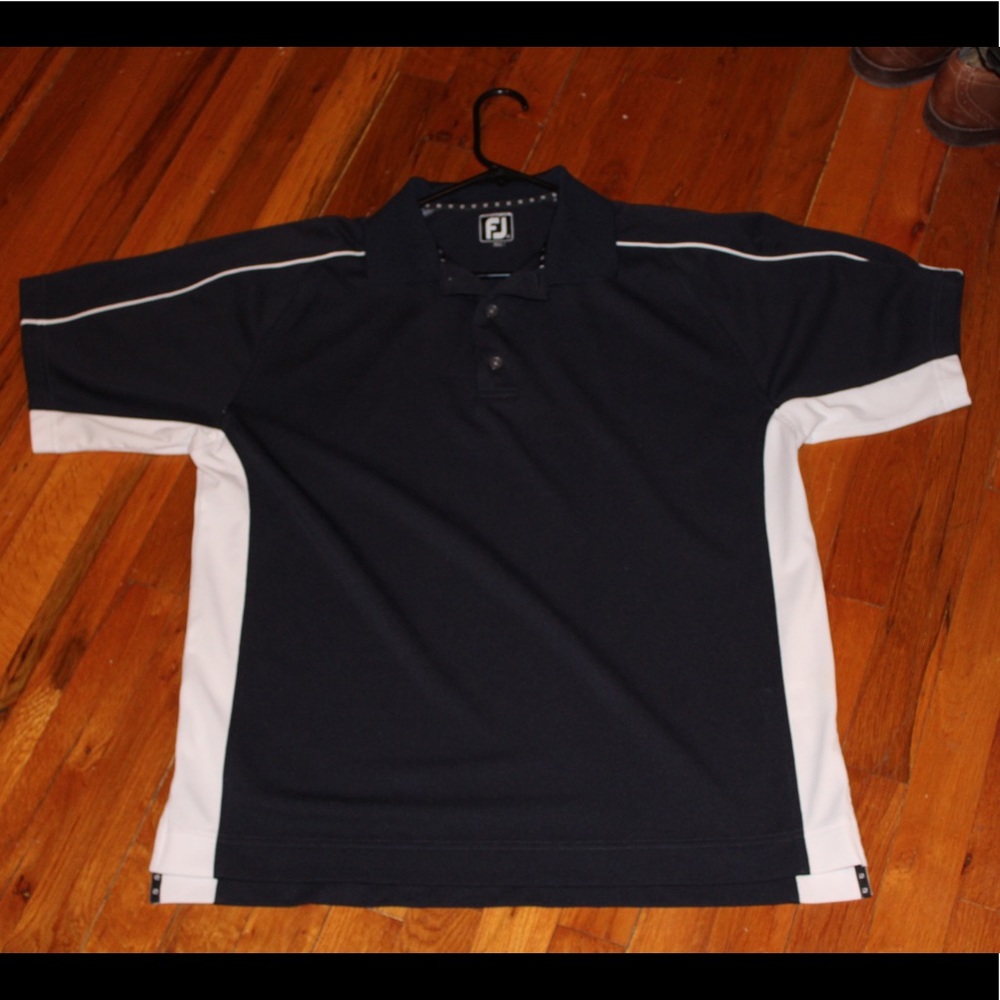 Navy Blue & White FootJoy Golf Shirt Sz Medium
